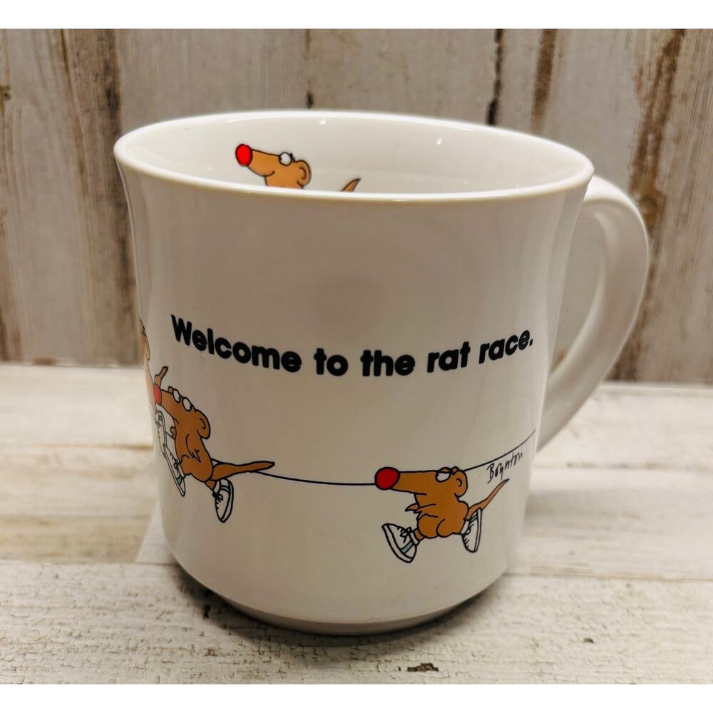 Vintage 1980s Boynton Welcome to the Rat Race Coffee Tea Mug EUC